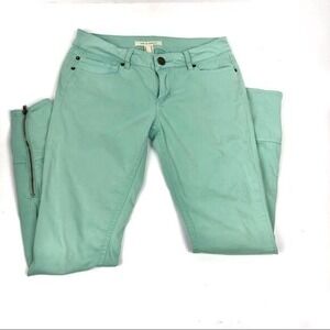 LIFE IN PROGRESS Sea Green Skinny Y2K Colored zippered ankle pants size 24